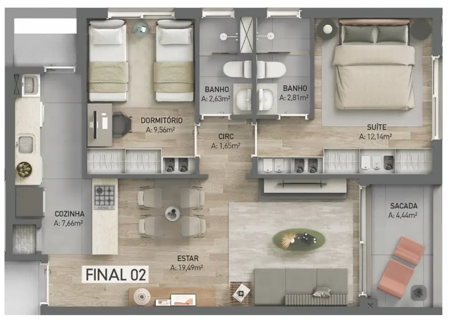 Apartamento com 2 quartos à venda, 67m2 em Petrópolis, Porto Alegre - RS - imagem 8 Foto 8 de Apartamento com 2 quartos à venda, 67m2 em Petrópolis, Porto Alegre - RS