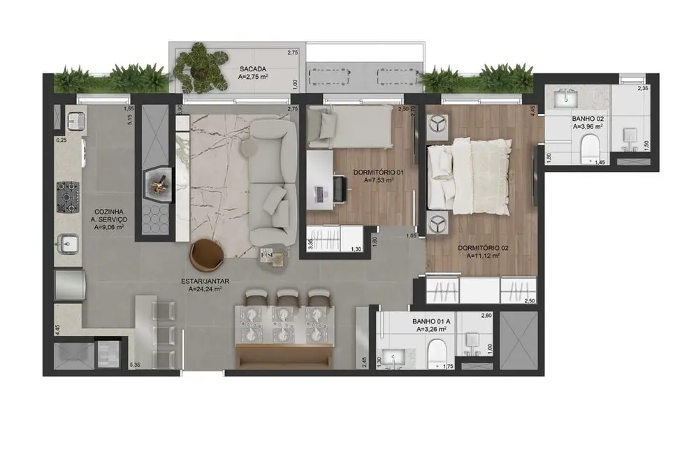 Foto 1 de Apartamento com 2 quartos à venda, 79m2 em Mont Serrat, Porto Alegre - RS