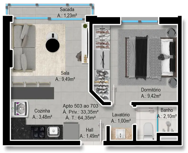 Apartamento com 1 quarto à venda, 81m2 em Farroupilha, Porto Alegre - RS - imagem 7 Foto 7 de Apartamento com 1 quarto à venda, 81m2 em Farroupilha, Porto Alegre - RS