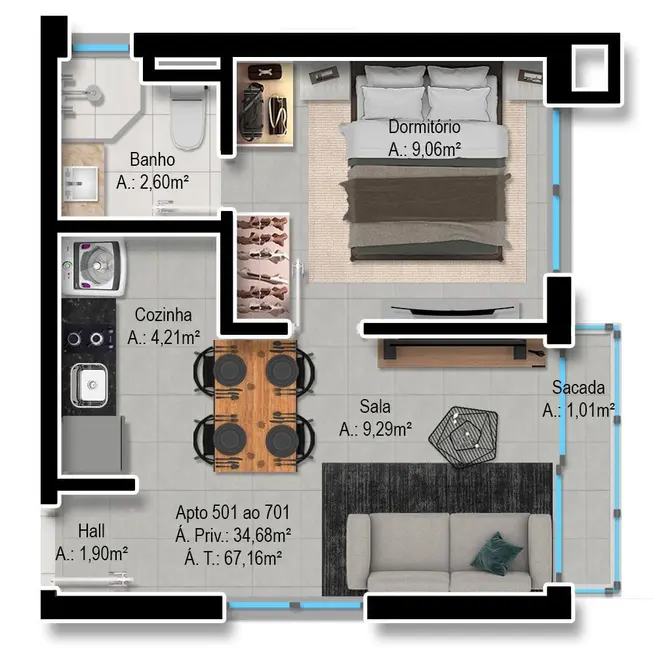 Foto 8 de Apartamento com 1 quarto à venda, 33m2 em Farroupilha, Porto Alegre - RS