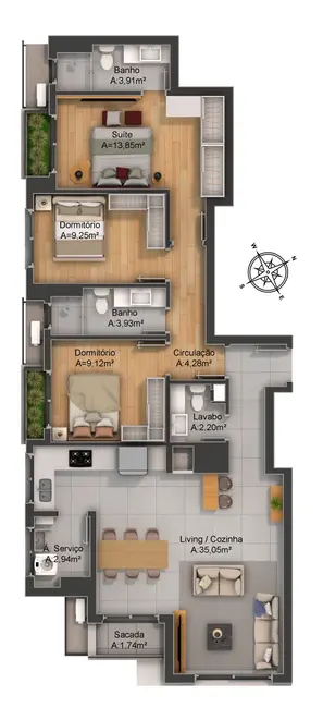 Apartamento com 3 quartos à venda, 124m2 em Petrópolis, Porto Alegre - RS - imagem 5 Foto 5 de Apartamento com 3 quartos à venda, 124m2 em Petrópolis, Porto Alegre - RS