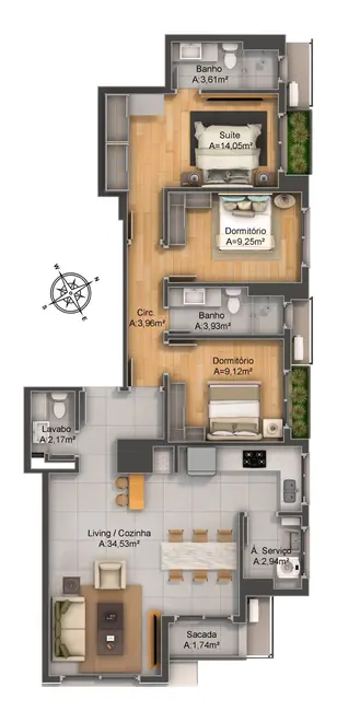 Apartamento com 3 quartos à venda, 110m2 em Petrópolis, Porto Alegre - RS - imagem 6 Foto 6 de Apartamento com 3 quartos à venda, 110m2 em Petrópolis, Porto Alegre - RS