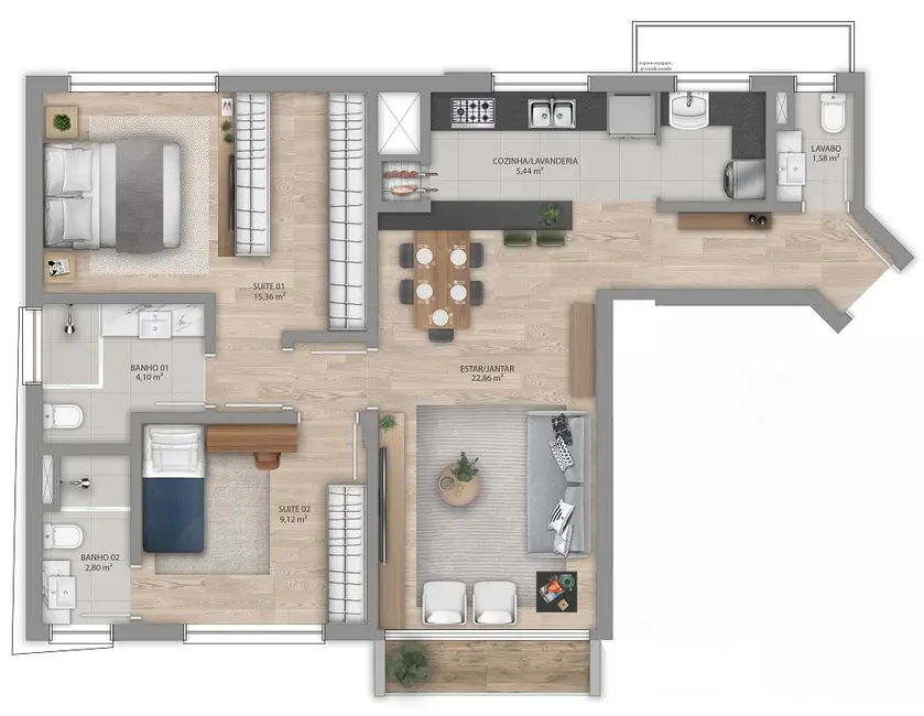 Foto 5 de Apartamento com 2 quartos à venda, 63m2 em Bela Vista, Porto Alegre - RS