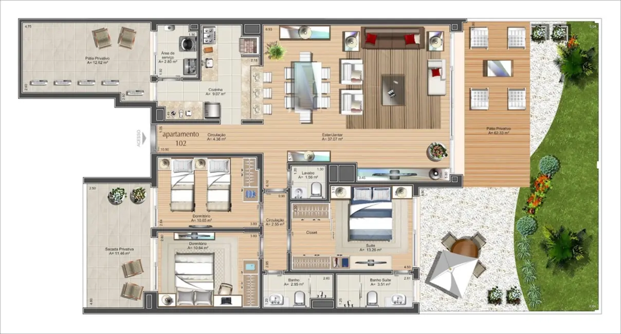 Foto 7 de Apartamento com 3 quartos à venda, 213m2 em Chácara das Pedras, Porto Alegre - RS