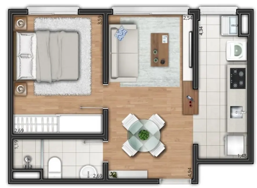 Foto 5 de Apartamento com 2 quartos à venda, 50m2 em Vila Nova, Porto Alegre - RS