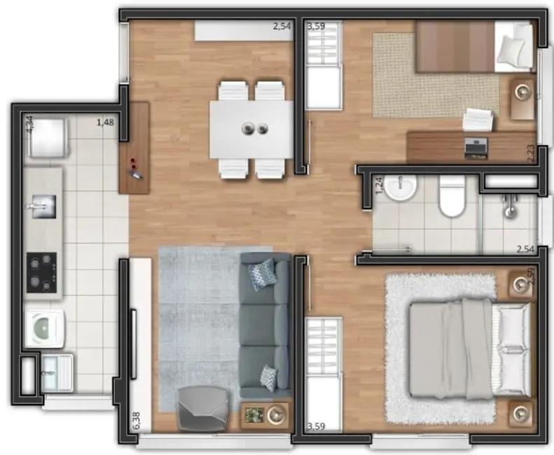 Foto 2 de Apartamento com 1 quarto à venda, 37m2 em Vila Nova, Porto Alegre - RS