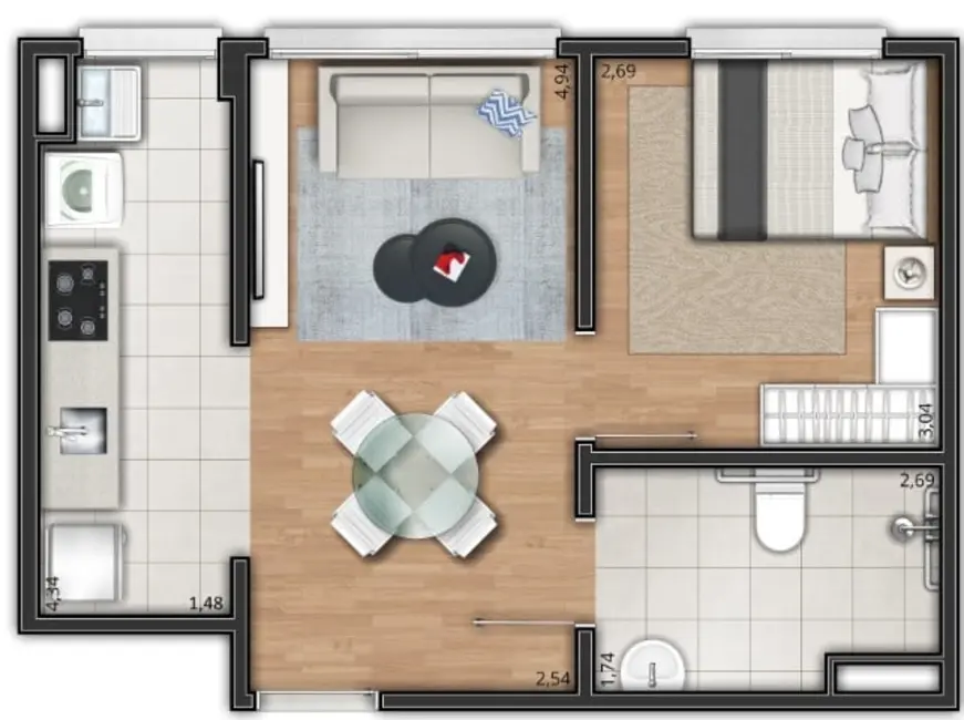 Foto 4 de Apartamento com 1 quarto à venda, 37m2 em Vila Nova, Porto Alegre - RS