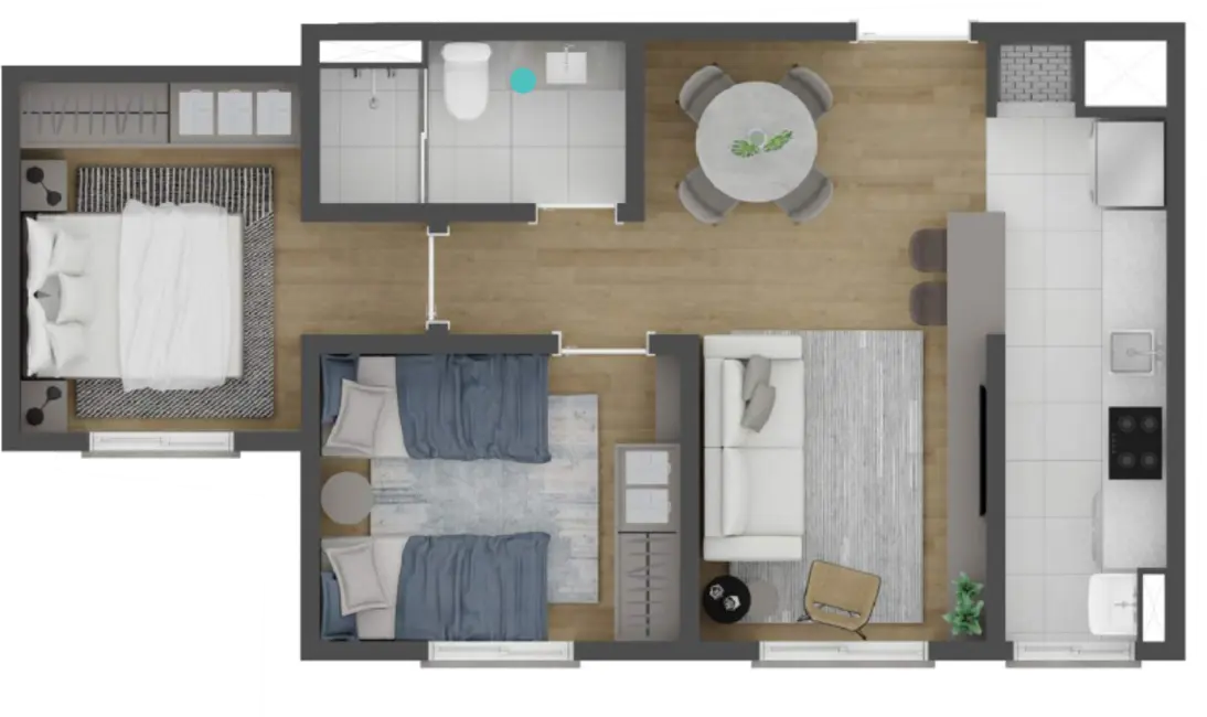 Foto 2 de Apartamento com 2 quartos à venda, 46m2 em Morro Santana, Porto Alegre - RS