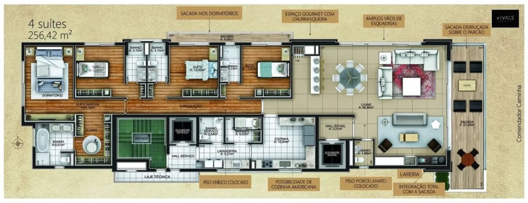 Apartamento com 4 quartos à venda, 256m2 em Moinhos de Vento, Porto Alegre - RS - imagem 6 Foto 6 de Apartamento com 4 quartos à venda, 256m2 em Moinhos de Vento, Porto Alegre - RS