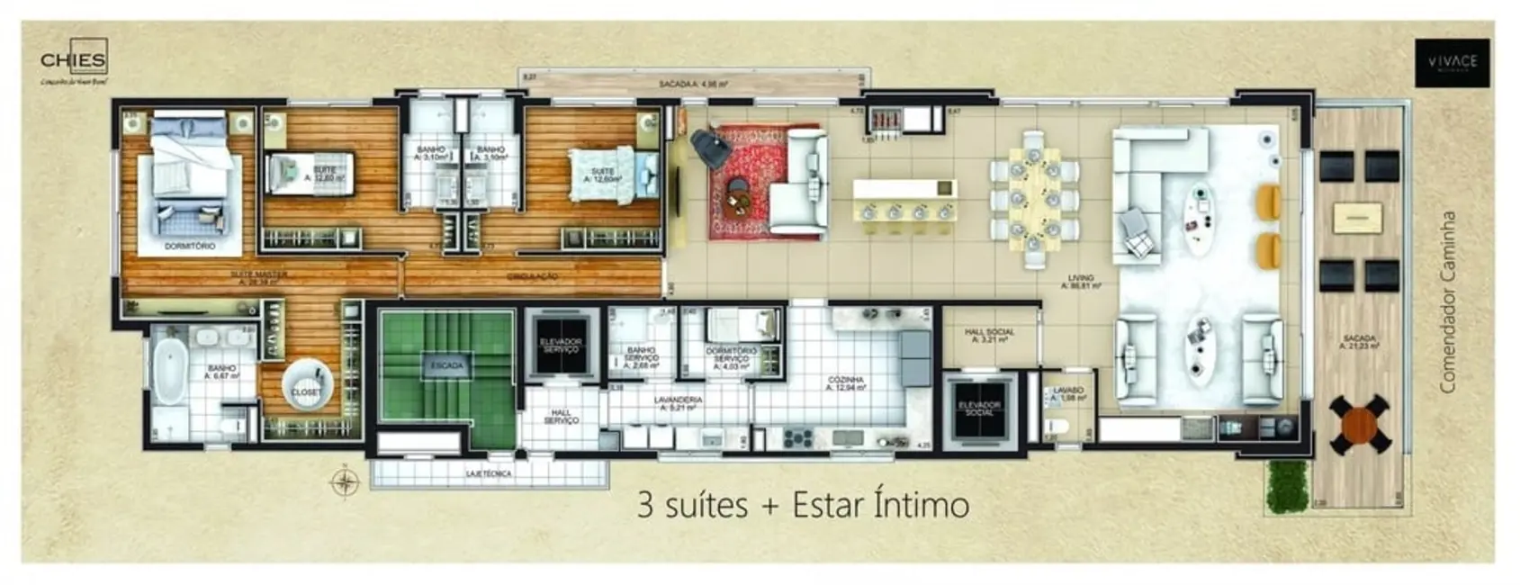 Apartamento com 4 quartos à venda, 256m2 em Moinhos de Vento, Porto Alegre - RS - imagem 8 Foto 8 de Apartamento com 4 quartos à venda, 256m2 em Moinhos de Vento, Porto Alegre - RS