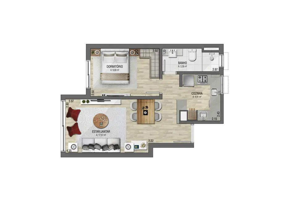 Foto 3 de Apartamento com 1 quarto à venda, 34m2 em Menino Deus, Porto Alegre - RS