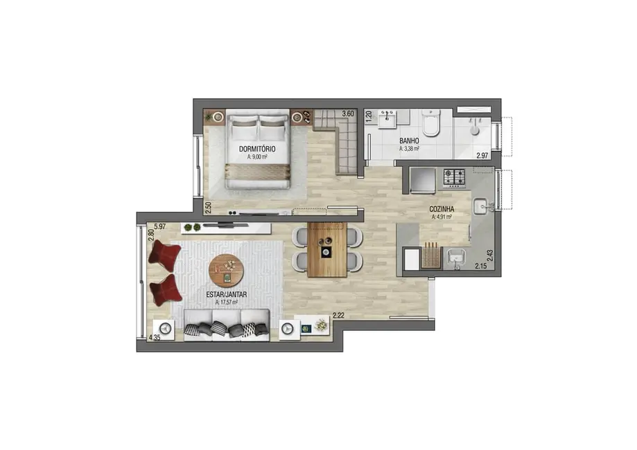 Apartamento com 1 quarto à venda, 41m2 em Menino Deus, Porto Alegre - RS - imagem 3 Foto 3 de Apartamento com 1 quarto à venda, 41m2 em Menino Deus, Porto Alegre - RS
