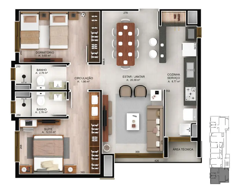 Foto 7 de Apartamento com 3 quartos à venda, 103m2 em Jardim Botânico, Porto Alegre - RS