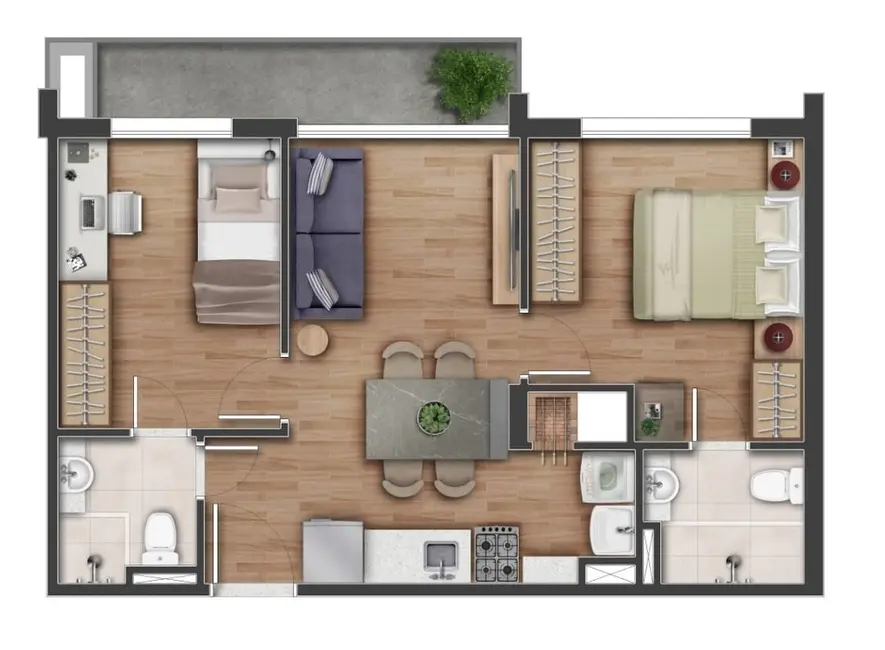 Foto 2 de Apartamento com 2 quartos à venda, 51m2 em Santa Cecília, Porto Alegre - RS