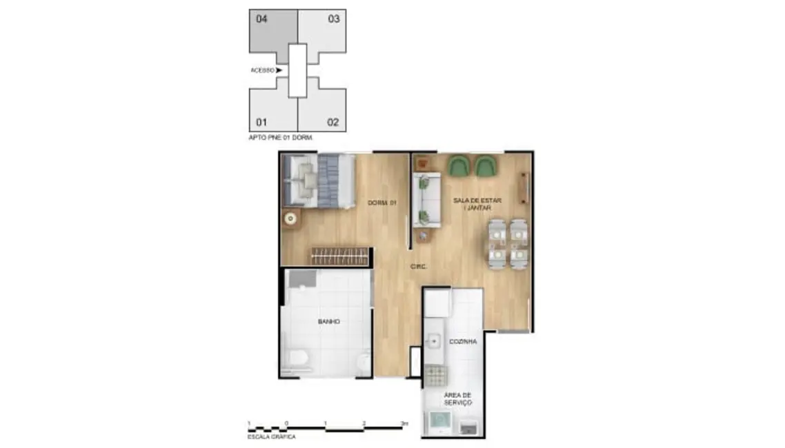 Foto 2 de Apartamento com 1 quarto à venda, 41m2 em Passo das Pedras, Porto Alegre - RS