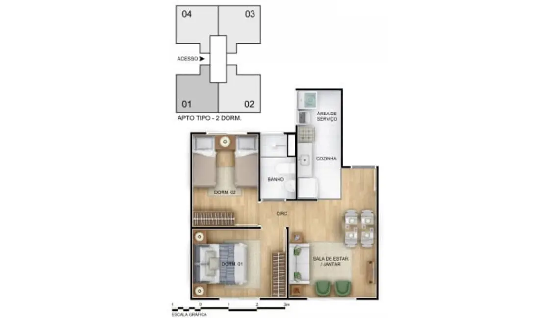 Foto 1 de Apartamento com 2 quartos à venda, 41m2 em Ipanema, Porto Alegre - RS