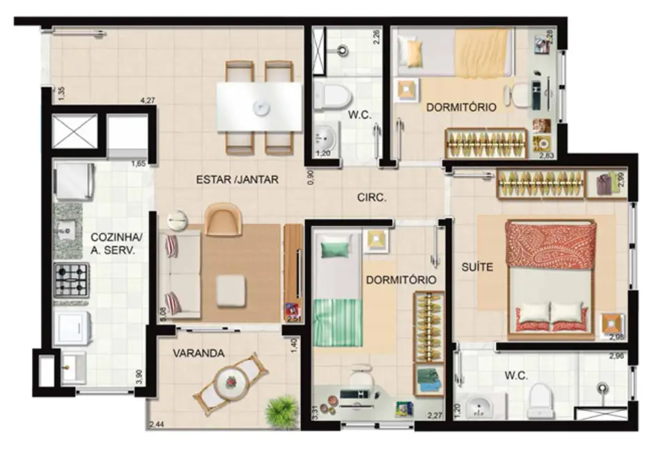 Foto 3 de Apartamento com 2 quartos à venda, 50m2 em Porto Alegre - RS