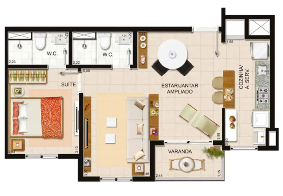 Foto 2 de Apartamento com 2 quartos à venda, 50m2 em Porto Alegre - RS