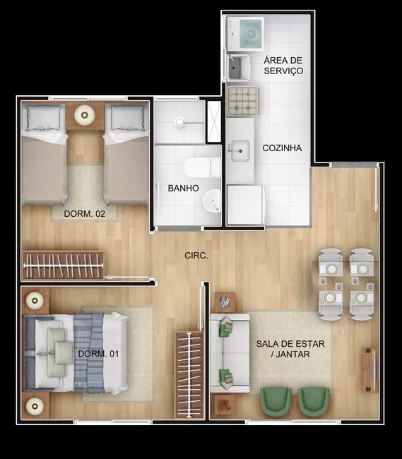 Apartamento com 2 quartos à venda, 41m2 em Costa e Silva, Porto Alegre - RS - imagem 3 Foto 3 de Apartamento com 2 quartos à venda, 41m2 em Costa e Silva, Porto Alegre - RS