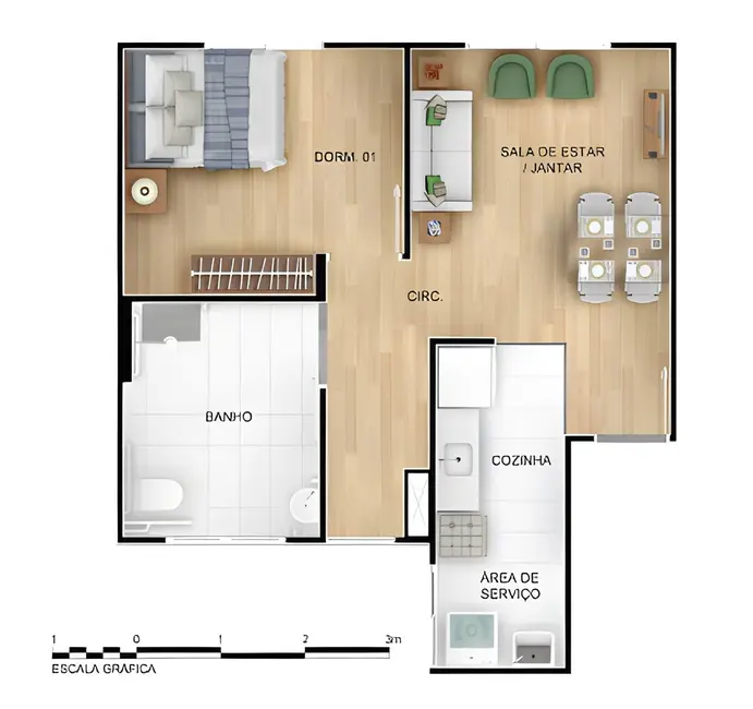 Foto 2 de Apartamento com 2 quartos à venda, 41m2 em Jardim Carvalho, Porto Alegre - RS