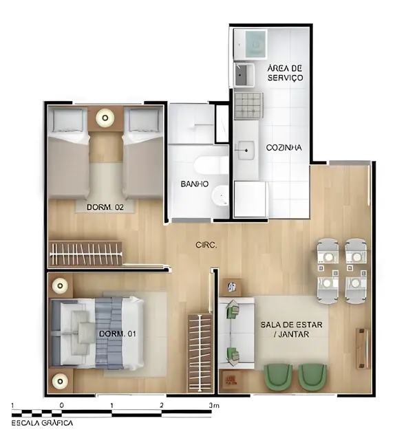 Apartamento com 1 quarto à venda, 41m2 em Jardim Carvalho, Porto Alegre - RS - imagem 3 Foto 3 de Apartamento com 1 quarto à venda, 41m2 em Jardim Carvalho, Porto Alegre - RS