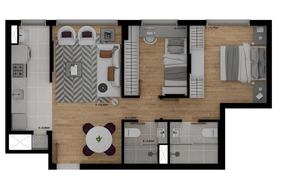 Apartamento com 2 quartos à venda, 61m2 em Passo da Areia, Porto Alegre - RS - imagem 6 Foto 6 de Apartamento com 2 quartos à venda, 61m2 em Passo da Areia, Porto Alegre - RS