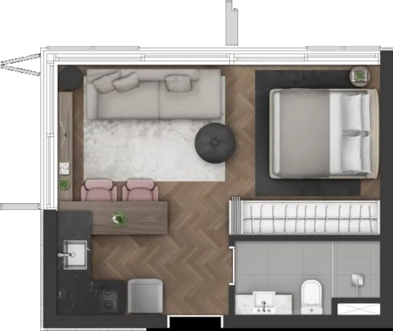 Apartamento com 1 quarto à venda, 37m2 em Auxiliadora, Porto Alegre - RS - imagem 4 Foto 4 de Apartamento com 1 quarto à venda, 37m2 em Auxiliadora, Porto Alegre - RS