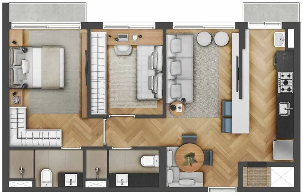 Apartamento com 2 quartos à venda, 60m2 em Cidade Baixa, Porto Alegre - RS - imagem 6 Foto 6 de Apartamento com 2 quartos à venda, 60m2 em Cidade Baixa, Porto Alegre - RS