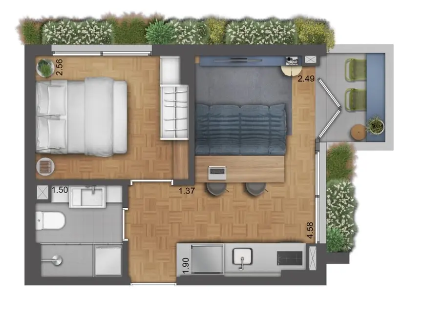 Apartamento com 1 quarto à venda, 37m2 em Menino Deus, Porto Alegre - RS - imagem 3 Foto 3 de Apartamento com 1 quarto à venda, 37m2 em Menino Deus, Porto Alegre - RS