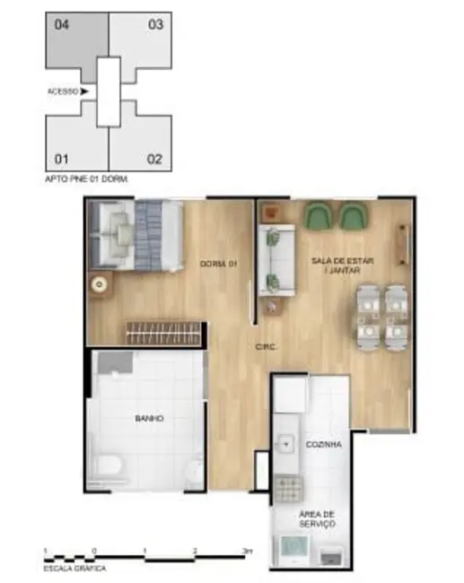 Foto 3 de Apartamento com 1 quarto à venda, 41m2 em Passo das Pedras, Porto Alegre - RS