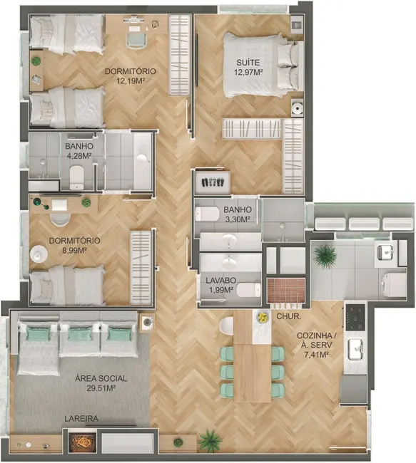 Foto 7 de Apartamento com 3 quartos à venda, 103m2 em Tristeza, Porto Alegre - RS