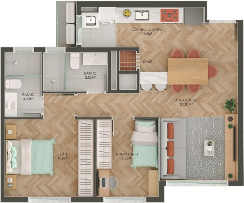 Foto 3 de Apartamento com 1 quarto à venda, 45m2 em Tristeza, Porto Alegre - RS