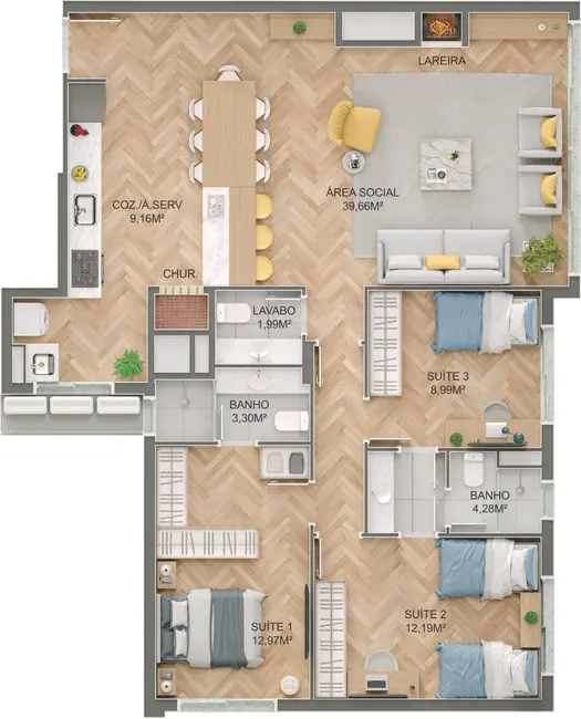 Foto 8 de Apartamento com 3 quartos à venda, 116m2 em Tristeza, Porto Alegre - RS