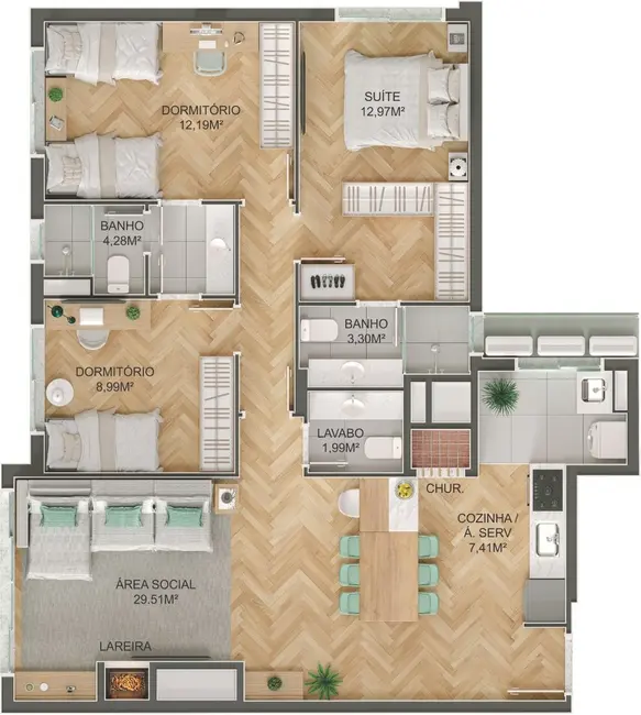 Foto 7 de Apartamento com 3 quartos à venda, 121m2 em Tristeza, Porto Alegre - RS