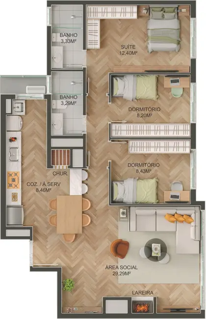 Foto 6 de Apartamento com 3 quartos à venda, 82m2 em Tristeza, Porto Alegre - RS