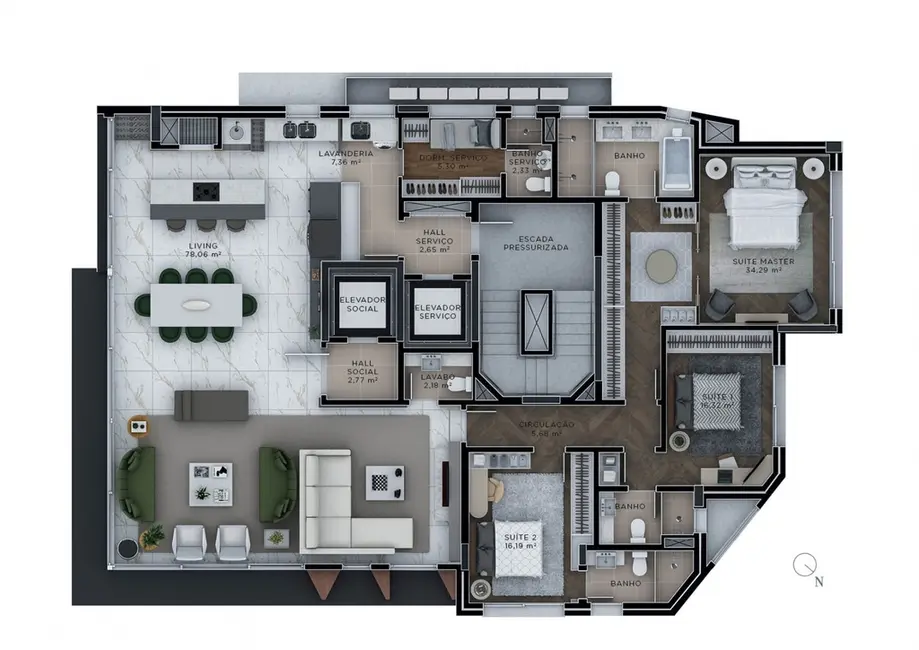 Foto 3 de Apartamento com 3 quartos à venda, 206m2 em Bela Vista, Porto Alegre - RS