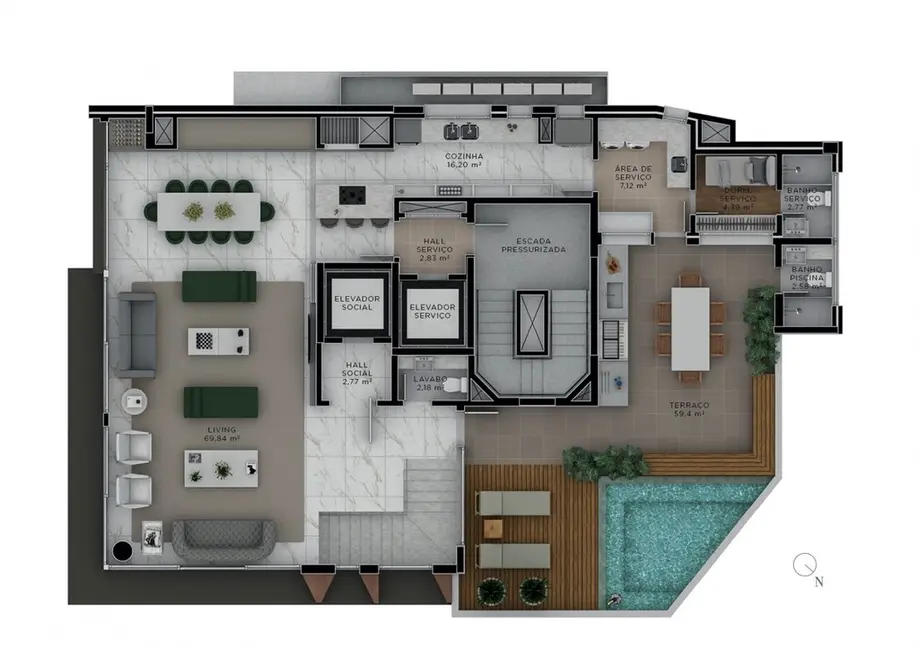 Foto 7 de Apartamento com 3 quartos à venda, 206m2 em Bela Vista, Porto Alegre - RS