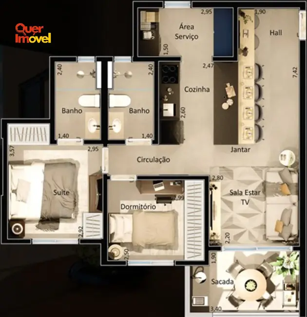 Foto 3 de Apartamento com 2 quartos à venda, 71m2 em Vila Monte Alegre, Ribeirao Preto - SP