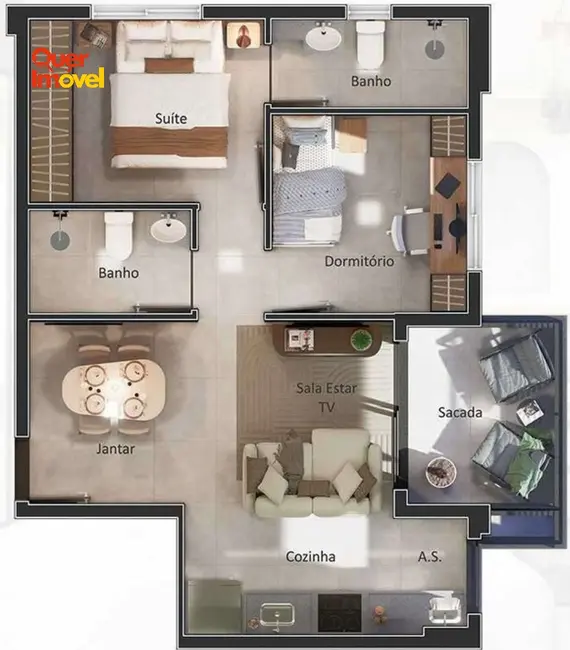 Apartamento com 2 quartos à venda, 54m2 em Ribeirânia, Ribeirao Preto - SP - imagem 2 Foto 2 de Apartamento com 2 quartos à venda, 54m2 em Ribeirânia, Ribeirao Preto - SP
