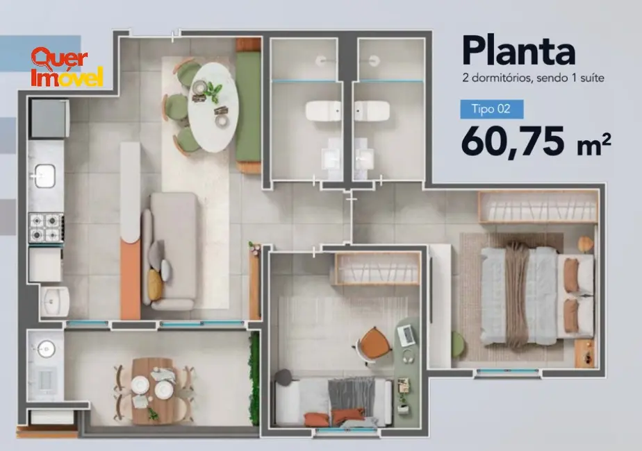 Foto 5 de Apartamento com 2 quartos à venda, 61m2 em Ribeirânia, Ribeirao Preto - SP