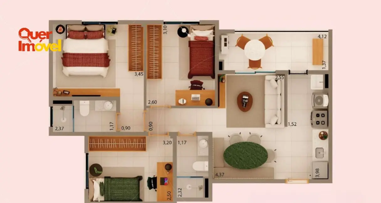 Apartamento com 3 quartos à venda, 66m2 em Ribeirao Preto - SP - imagem 3 Foto 3 de Apartamento com 3 quartos à venda, 66m2 em Ribeirao Preto - SP
