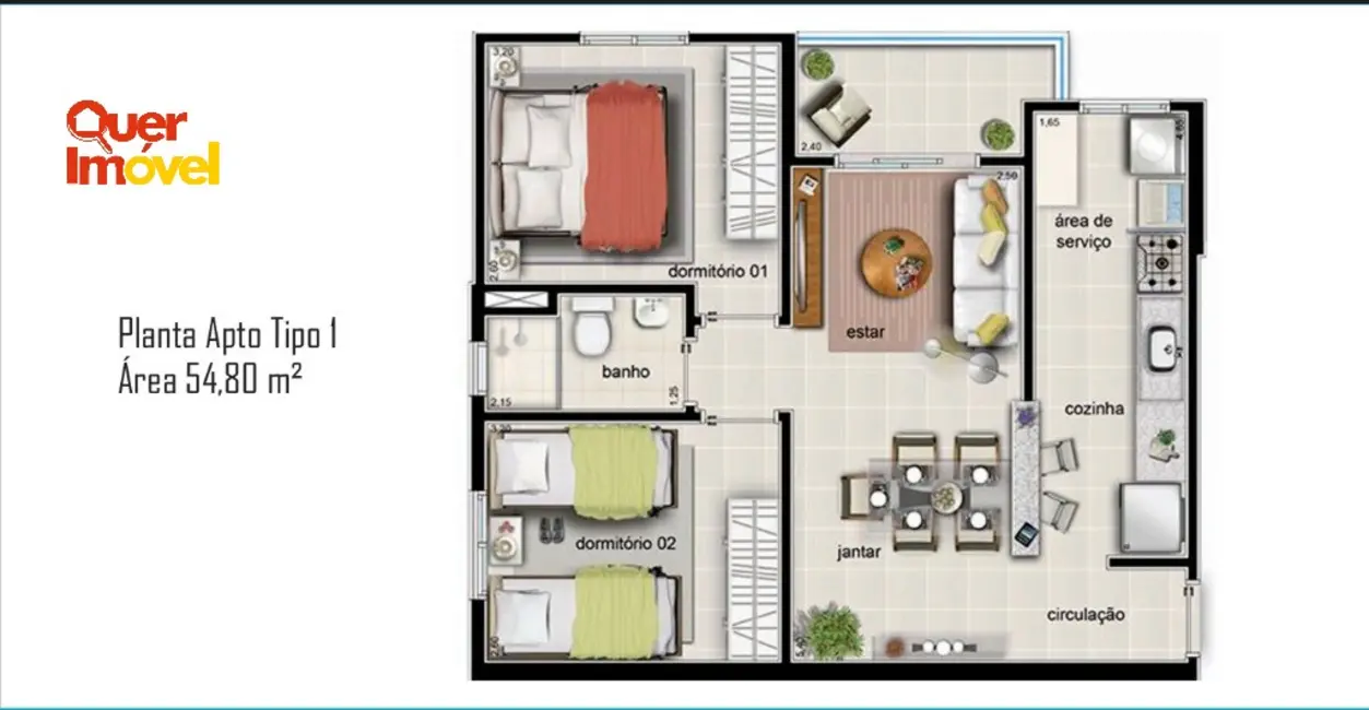 Foto 1 de Apartamento com 2 quartos à venda, 55m2 em Parque São Sebastião, Ribeirao Preto - SP