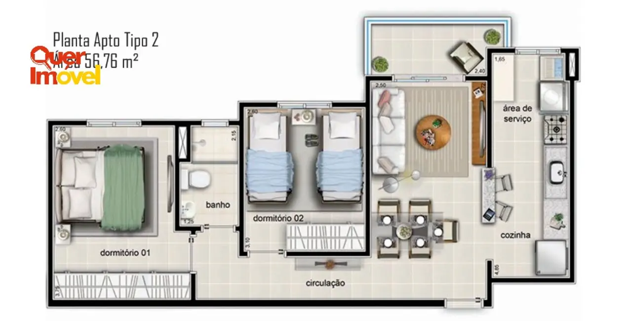 Foto 1 de Apartamento com 2 quartos à venda, 57m2 em Parque São Sebastião, Ribeirao Preto - SP