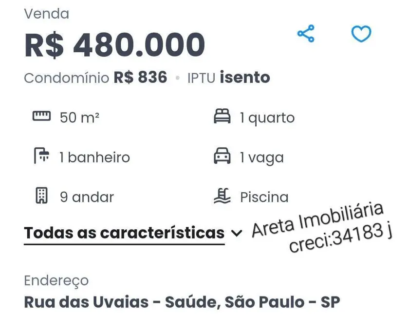 Foto 5 de Apartamento com 1 quarto à venda, 40m2 em Saúde, São Paulo - SP