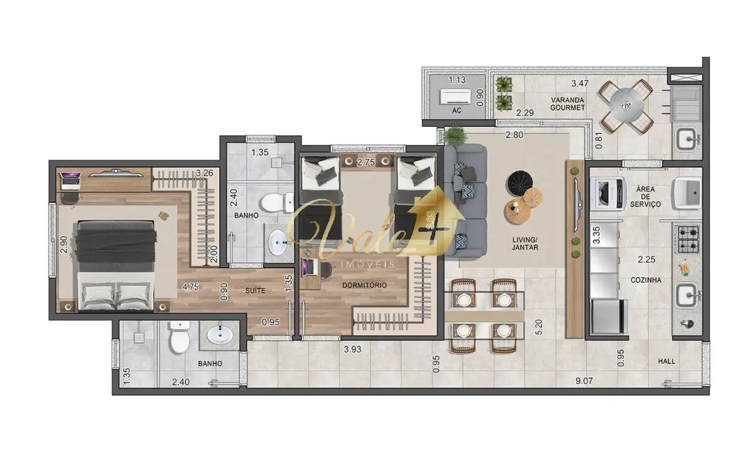 Foto 3 de Apartamento com 2 quartos à venda, 71m2 em Parque das Nações, Pindamonhangaba - SP