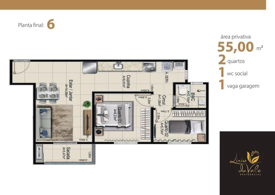 Foto 4 de Apartamento com 2 quartos à venda, 55m2 em Morada do Ouro, Cuiaba - MT