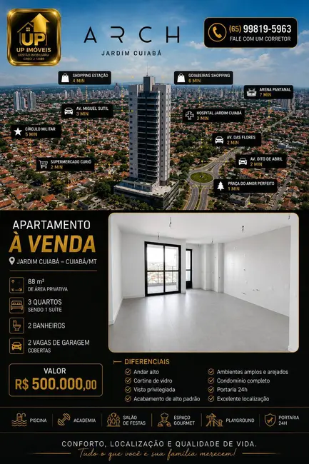 Foto 1 de Apartamento com 3 quartos à venda, 88m2 em Jardim Cuiabá, Cuiaba - MT
