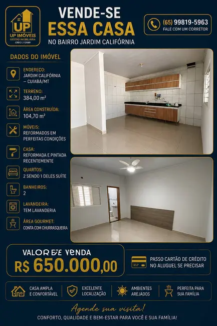 Foto 1 de Casa com 2 quartos à venda e para alugar, 384m2 em Jardim Califórnia, Cuiaba - MT