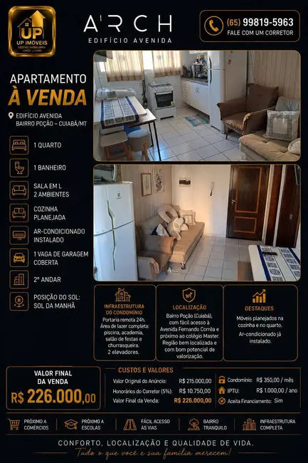 Foto 2 de Apartamento com 1 quarto à venda, 49m2 em Poção, Cuiaba - MT