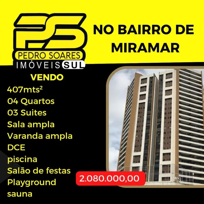 Foto 1 de Apartamento com 4 quartos à venda, 408m2 em Miramar, Joao Pessoa - PB